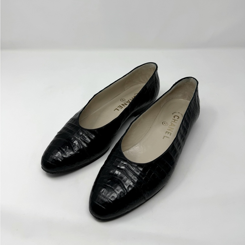 Vintage Chanel Black Alligator Black Ballett Flats Shoes Size: 36 EU, 5.5US